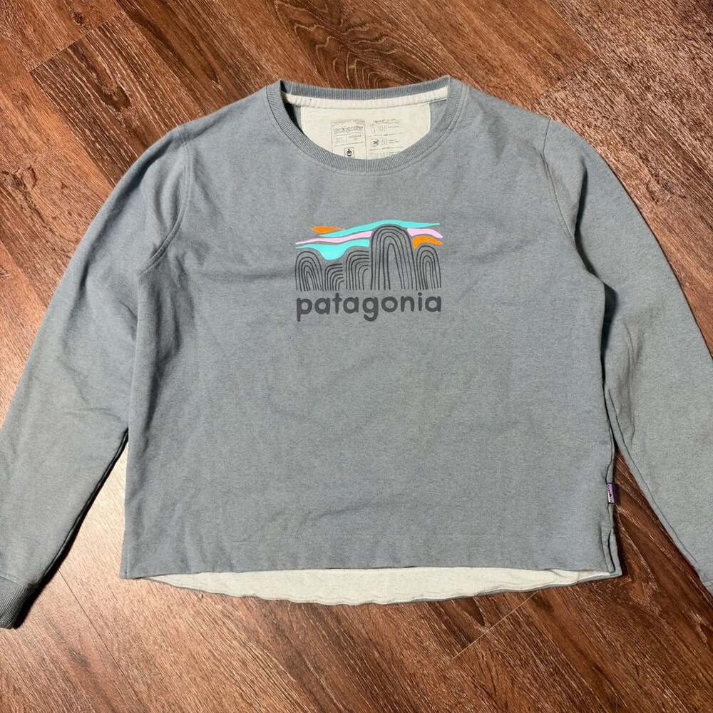 Essential Patagonia Fitz Roy Boulders Uprisal Crew Sweatshirt Size XL Blue